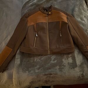 Lioness Two-Tone Brown Leather Jacket